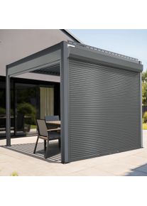 Rollladen f&uuml;r Pergola mit Lamellendach | Manuell, 3 m, anthrazit | JAROLIFT