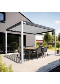 pergomondo Pergola mit Lamellendach | 3 x 4 m, wei&szlig; / anthrazit / wei&szlig;