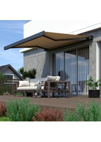 Kassettenmarkise Line | 3,5x3 m | Stoff: gelb-grau-blau, Multi | Gestell: anthrazit matt | paramondo