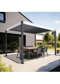 pergomondo Pergola mit Lamellendach | 3 x 4 m, anthrazit / wei&szlig; / anthrazit