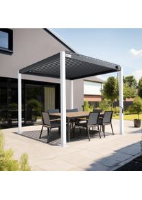 pergomondo Pergola mit Lamellendach | 3 x 3 m, anthrazit / anthrazit / wei&szlig;