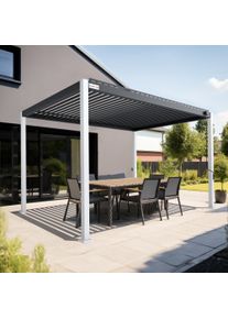 pergomondo Pergola mit Lamellendach | 3 x 4 m, anthrazit / anthrazit / wei&szlig;