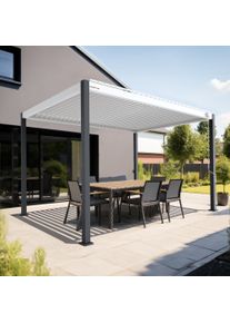 pergomondo Pergola mit Lamellendach | 3 x 4 m, wei&szlig; / wei&szlig; / anthrazit