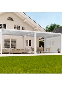 pergomondo Pergola mit Lamellendach | 3 x 8 m, wei&szlig;