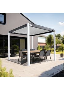 pergomondo Pergola mit Lamellendach | 3 x 3 m, wei&szlig; / anthrazit / wei&szlig;