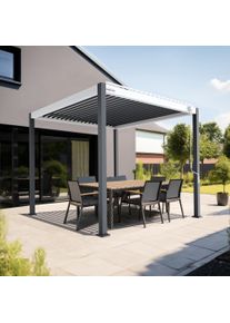 pergomondo Pergola mit Lamellendach | 3 x 3 m, anthrazit / wei&szlig; / anthrazit