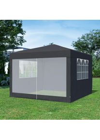 T&uuml;rwand mit Moskitonetz-T&uuml;r f&uuml;r Steckpavillon SP-3 | wasserdicht, anthrazit | paramondo Pavillon Seitenteil