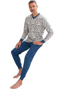 Panska Pyžamo, elastické manžety pieskovo-džinsovo modrá potlač veľkosť 60/62