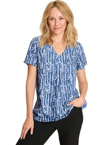 Damska Tunika, rozšírený navliekací strih Džínsová modrá-svetlobéžová potlač veľkosť 56