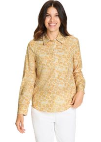 Dames Blouse met lange mouwen in comfortmodel geel/wit bedrukt Maat 54