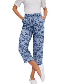 Damen 7/8-Hose mit bedrucktem Bindegürtel jeansblau-bleu-bedruckt Größe 50
