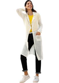 Damen Strickmantel mit Ajour-Muster ecru Gr&ouml;&szlig;e 56