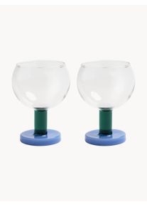 &k Amsterdam Copos de vinho artesanais Cantine, conjunto de 2 Transparente, Azul Vidro Ø 8 x Alt 11 cm, 200 ml