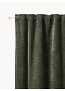 Blackout Multi-Band Curtains Sandra, Set of 2 Green Synthetic fibre, Fabric B 130 x L 300 cm | Westwing Collection