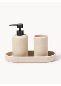 Bathroom Accessories Kyle, Set of 3 Beige, Black Plastic Sæt med forskellige størrelser | Westwing Collection
