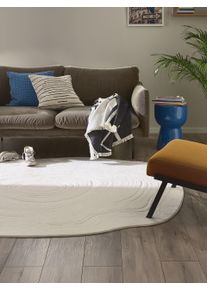 Tapis poil ras lavable Pam Crème 160x210 cm - Tapis poil court design moderne pour salon