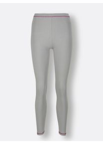 wäschepur Dames Legging in steengrijs/magenta ,maat 36/38, Witt, 95% Katoen, 5% Elastan