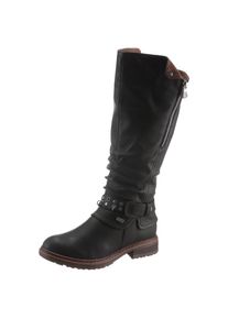 Rieker, Damen, Winterstiefel , Winterboots, Blockabsatz, mit TEX-Membran, Varioschaft, schwarz, 36, schwarz, Mit zwei Rei&szlig;verschl&uuml;ssen