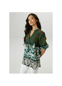 Aniston SELECTED , Longbluse mit stilvollen Ornamenten - NEUE KOLLEKTION , grün-schoko-offwhite-kiwigrün-schwarz-blau , 36 , 36 , Bluse mit...