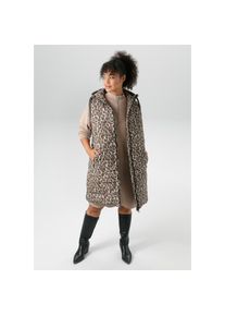 Aniston PLUS , Steppweste, im aktuellen Leoprint - NEUE KOLLEKTION , schwarz-beige-offwhite-braun , 50 , 50 , Trendige wattierte Steppweste im...