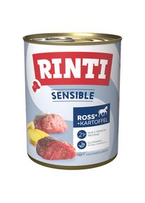 12x800g Sensible H&auml;st, kycklinglever & potatis Rinti v&aring;tfoder hund