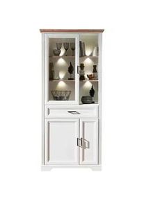 Livetastic Vitrine , Weiß, Eichefarben , Holzwerkstoff , 6 Fächer , 1 Schubladen , 93x204x42 cm , Beimöbel erhältlich , Holzmöbel, Holzschränke, Vitrinen Holz, Vitrinenschränke Holz