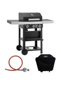 Taino Gasgrill Wabaya 3+1 + Haube , Schwarz , Metall , 112x103x53 cm , Grills & Outdoor-Küchen, Gasgrills