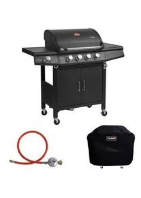 Taino Gasgrill Set RED 4+1 , Schwarz , Metall , 135x114x54 cm , Grills & Outdoor-Küchen, Gasgrills