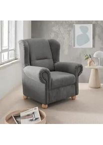 Livetastic Ohrensessel , Graubraun , Textil , Buche , Uni , 92x102x89 cm , Made in Eu , erweiterbar (Typenauswahl) , Wohnzimmer, Sessel, Ohrensessel