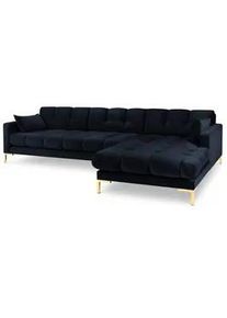 Micadoni Ecksofa rechts Mamaia aus Samt dunkelblau 5 Sitzplätze , Dunkelblau , Textil , L-Form , 293x185 cm , Hergestellt in Europa, Oeko-Tex® , Wohnzimmer, Sofas & Couches, Wohnlandschaften, Ecksofas