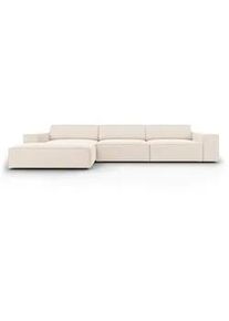 Micadoni Ecksofa links Jodie aus Samt leichtes beige 4 Sitzplätze , Beige , Textil , L-Form , 284x166 cm , Hergestellt in Europa, Oeko-Tex® , Wohnzimmer, Sofas & Couches, Wohnlandschaften, Ecksofas