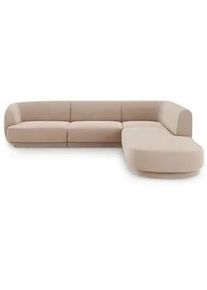Micadoni Ecksofa rechts Miley aus Samt cappuccino 6 Sitzplätze , Cappuccino , Textil , L-Form , 255x248 cm , Hergestellt in Europa, Oeko-Tex® , Wohnzimmer, Sofas & Couches, Wohnlandschaften, Ecksofas
