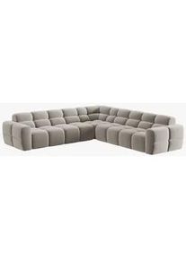 Micadoni Ecksofa Lisa aus Samt leichtes beige 5 Sitzplätze , Creme , Textil , L-Form , 310x310 cm , Hergestellt in Europa, Oeko-Tex® , Wohnzimmer, Sofas & Couches, Wohnlandschaften, Ecksofas