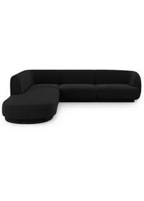 Micadoni Ecksofa links Miley aus Samt schwarz 6 Sitzplätze , Schwarz , Textil , L-Form , 255x248 cm , Hergestellt in Europa, Oeko-Tex® , Wohnzimmer, Sofas & Couches, Wohnlandschaften, Ecksofas