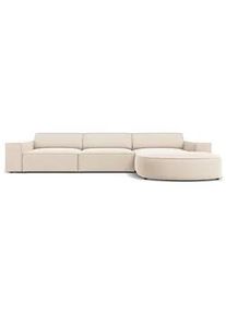 Micadoni Ecksofa rechts Jodie aus Samt leichtes beige 4 Sitzplätze , Beige , Textil , L-Form , 284x166 cm , Hergestellt in Europa, Oeko-Tex® , Wohnzimmer, Sofas & Couches, Wohnlandschaften, Ecksofas