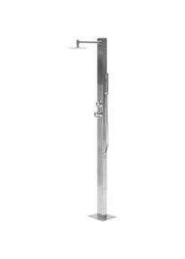 Beliani Gartendusche Silber Olzai , Silberfarben , Metall , 26x210x46 cm , Freizeit, Pools und Wasserspaß, Gartenduschen