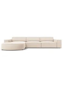 Micadoni Ecksofa links Jodie aus Samt leichtes beige 4 Sitzplätze , Beige , Textil , L-Form , 284x166 cm , Hergestellt in Europa, Oeko-Tex® , Wohnzimmer, Sofas & Couches, Wohnlandschaften, Ecksofas