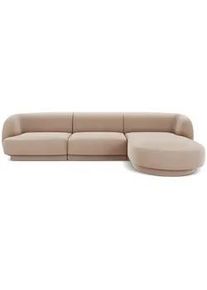Micadoni Ecksofa rechts Miley aus Samt cappuccino 4 Sitzplätze , Cappuccino , Textil , L-Form , 255x156 cm , Hergestellt in Europa, Oeko-Tex® , Wohnzimmer, Sofas & Couches, Wohnlandschaften, Ecksofas