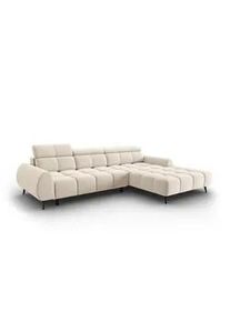 Micadoni Elektrisches-Ecksofa rechts Alyse aus Samt leichtes beige 5 Sitzplätze , Beige , Textil , L-Form , 295x188 cm , Hergestellt in Europa, Oeko-Tex® , Wohnzimmer, Sofas & Couches, Wohnlandschaften, Ecksofas