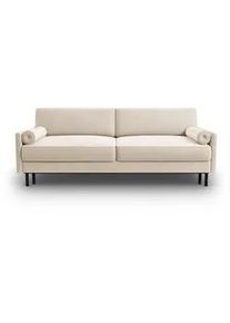 Micadoni Ausklappbares-Sofa mit Bettkasten Scott aus Samt leichtes beige 3 Sitzplätze , Beige , Textil , 97x87x212 cm , Hergestellt in Europa, Oeko-Tex® , Wohnzimmer, Sofas & Couches, Schlafsofas