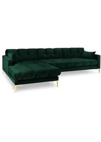 Micadoni Ecksofa links Mamaia aus Samt flaschengrün 5 Sitzplätze , Grün , Textil , L-Form , 293x185 cm , Hergestellt in Europa, Oeko-Tex® , Wohnzimmer, Sofas & Couches, Wohnlandschaften, Ecksofas