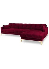 Micadoni Ecksofa rechts Mamaia aus Samt rot 5 Sitzplätze , Rot , Textil , L-Form , 293x185 cm , Hergestellt in Europa, Oeko-Tex® , Wohnzimmer, Sofas & Couches, Wohnlandschaften, Ecksofas