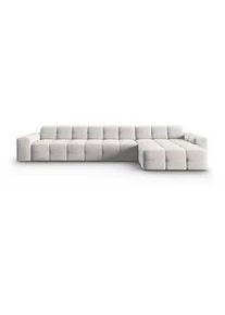 Micadoni Ecksofa rechts Kendal aus Samt hellgrau 5 Sitzplätze , Hellgrau , Textil , L-Form , 357x173 cm , Hergestellt in Europa, Oeko-Tex® , Wohnzimmer, Sofas & Couches, Wohnlandschaften, Ecksofas