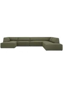 Micadoni Panoramasofa rechts Ruby aus Cord grün 7 Sitzplätze , Grün , Textil , U-Form , 273x69x366 cm , Hergestellt in Europa, Oeko-Tex® , Wohnzimmer, Sofas & Couches, Sofas, Bigsofas