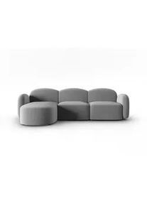 Micadoni Ecksofa links Blair aus Samt hellgrau 4 Sitzplätze , Hellgrau , Textil , L-Form , 272x155 cm , Hergestellt in Europa , Wohnzimmer, Sofas & Couches, Wohnlandschaften, Ecksofas