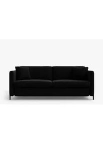 Micadoni Ausklappbares-Sofa Gloria aus Samt schwarz 3 Sitzplätze , Schwarz , Textil , 102x80x202 cm , Hergestellt in Europa , Wohnzimmer, Sofas & Couches, Schlafsofas