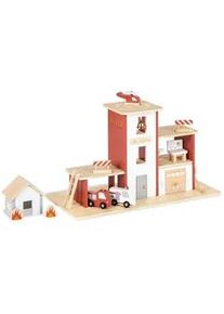 Pinolino Feuerwehrstation , Multicolor , Holz , Masson-Kiefer , 55x32 cm , FSC Mix , Spielzeug, Holzspielzeug