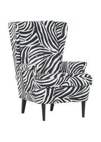 Mid.you Ohrensessel , Schwarz, Weiß , Textil , Buche , massiv , 72x104x85 cm , Wohnzimmer, Sessel, Ohrensessel