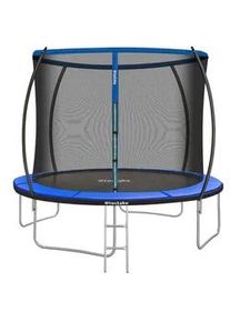TecTake Trampolin Jumpy,inklusive Einstiegsleiter,schwarz/blau , Schwarz, Blau , Metall , Rund , 322x265x322 cm , Ce , Outdoor Spielzeug, Gartenspielzeug