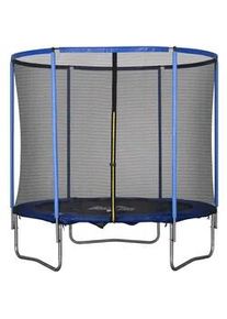 HOMCOM Trampolin mit Sicherheitsnetz Gartentrampolin Stahl Ø244 x 240H cm , Blau , Metall , 244x240x244 cm , Outdoor Spielzeug, Gartenspielzeug
